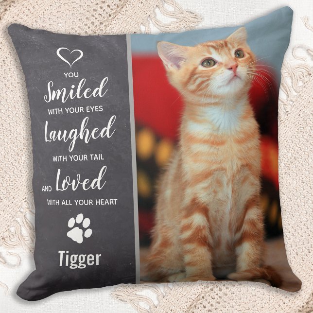 Cat Memorial Photo Sympathy Keepsake - Pet Loss Throw Pillow (Creator Uploaded)
