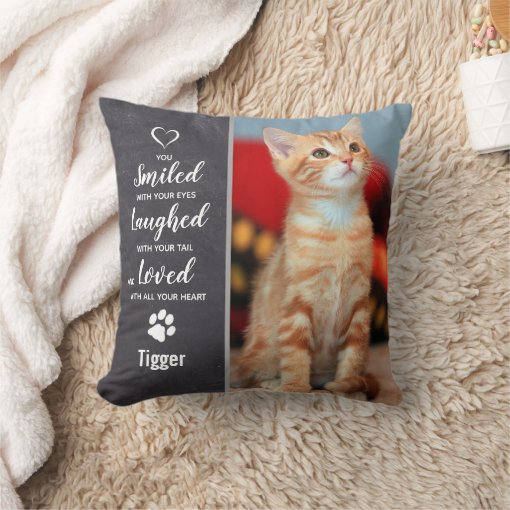 Cat Memorial Photo Sympathy Keepsake - Pet Loss Throw Pillow | Zazzle