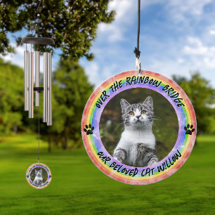 Cat Memorial Rainbow Bridge Watercolor Customized Wind Chime