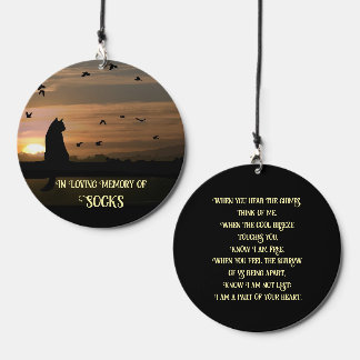 Cat Memorial Sympathy Custom Name Spiritual Poem Wind Chime
