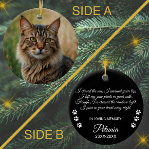Cat Memorial Sympathy Custom Photo and Text Ceramic Ornament