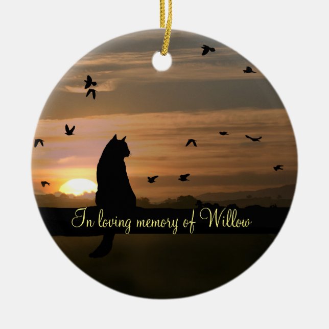 Cat Memorial Sympathy  Tribute Ceramic Ornament (Front)