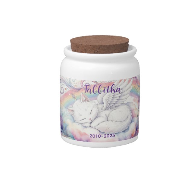 Cat Memory Cremation Urn Memory Jar Keepsake Pet (Front)