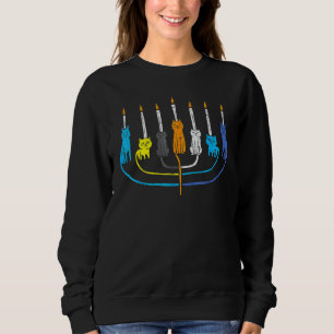 Cat Menorah Cute Jewish Kitten Hanukkah Chanukah P Sweatshirt