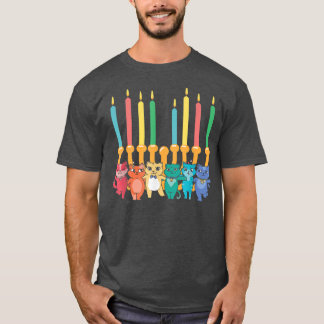 Cat Menorah Hanukkah Chanukah Pajama Costume For J T-Shirt