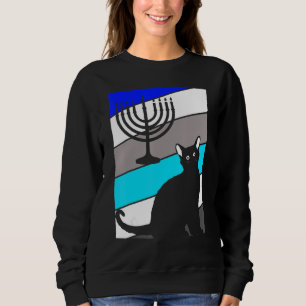 Cat Menorah Hanukkah Cute Kitten Chanukah Jewish H Sweatshirt