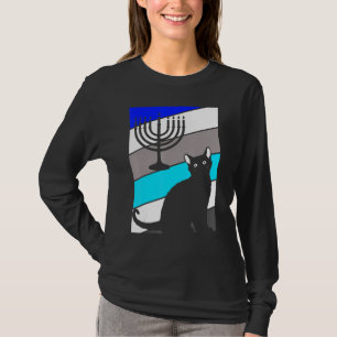 Cat Menorah Hanukkah Cute Kitten Chanukah Jewish H T-Shirt