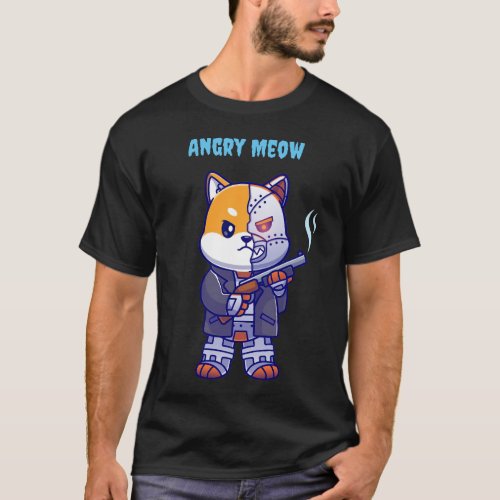 cat meow angry funny robot T_Shirt