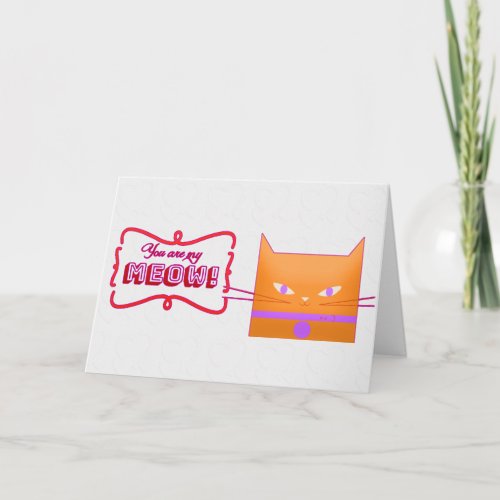 Cat Meow Funny Pun Valentines Day Card