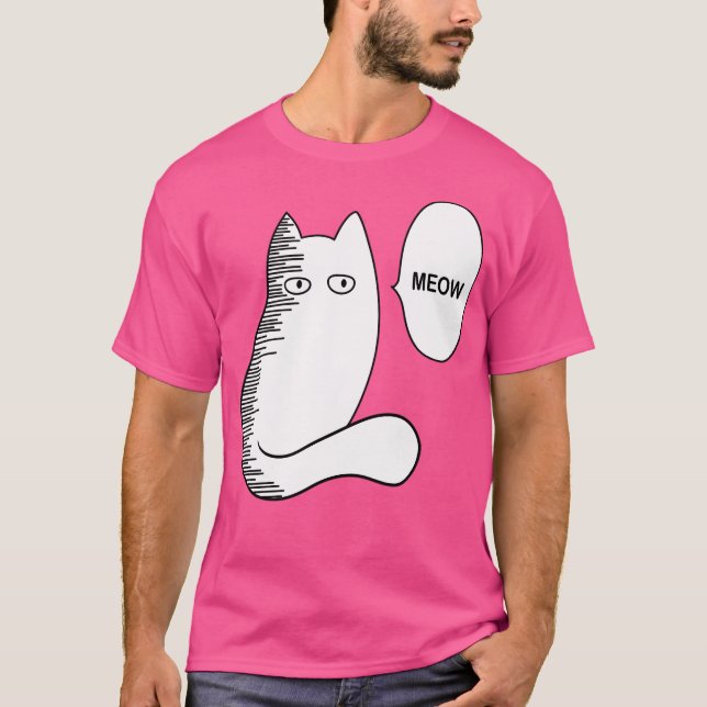 Cat Meow Funny Saitama Meme T-Shirt (Front)