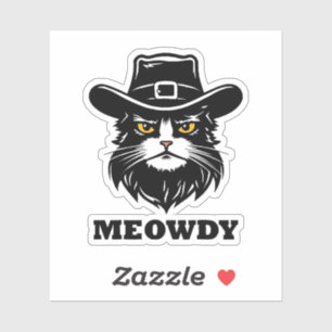 Cat Meow Howdy Funny Cat Sticker