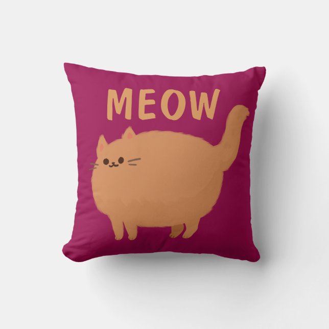 CAT MEOW REVERSIBLE PURR PINK THROW PILLOW (Front)