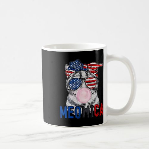 Cat Meowica Bubblegum 4th Of July Funny Cat Lover  Coffee Mug