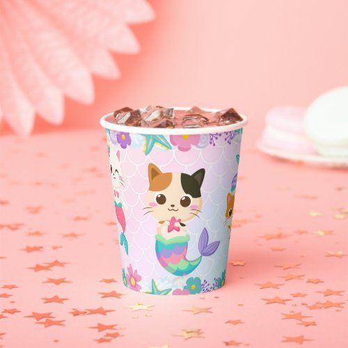 Cat Meowmaid Mermaid Girl Birthday Party  Paper Cups