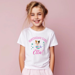 Cat Meowmaid Mermaid Girl Birthday Party  T-Shirt