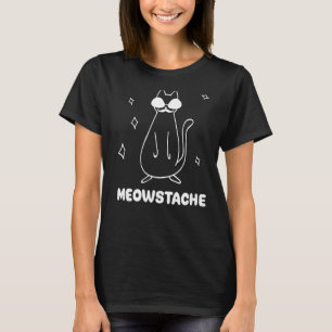 Cat Meowstache Mustache Cute Pet Kitty Glasses Fun T-Shirt
