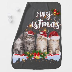 Cat Meowy Family Matching Christmas Pajamas Santa Baby Blanket