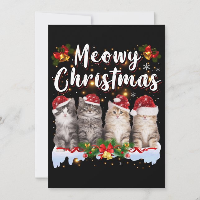 Cat Meowy Family Matching Christmas Pajamas Santa Holiday Card (Front)