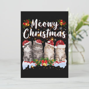 Cat Meowy Family Matching Christmas Pajamas Santa Invitation