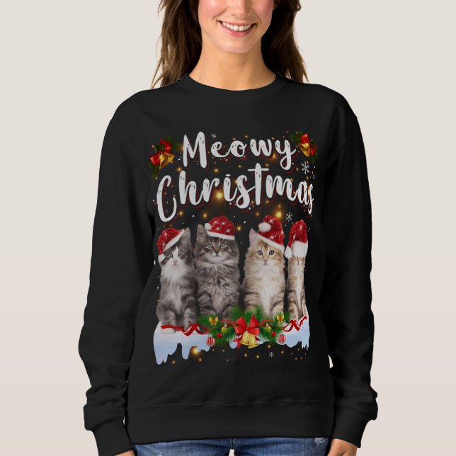 Cat Meowy Family Matching Christmas Pajamas Santa  Sweatshirt (Front)