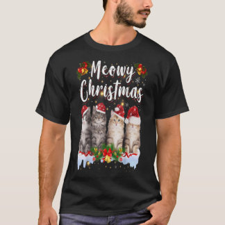 Cat Meowy Family Matching Christmas Pajamas Santa T-Shirt
