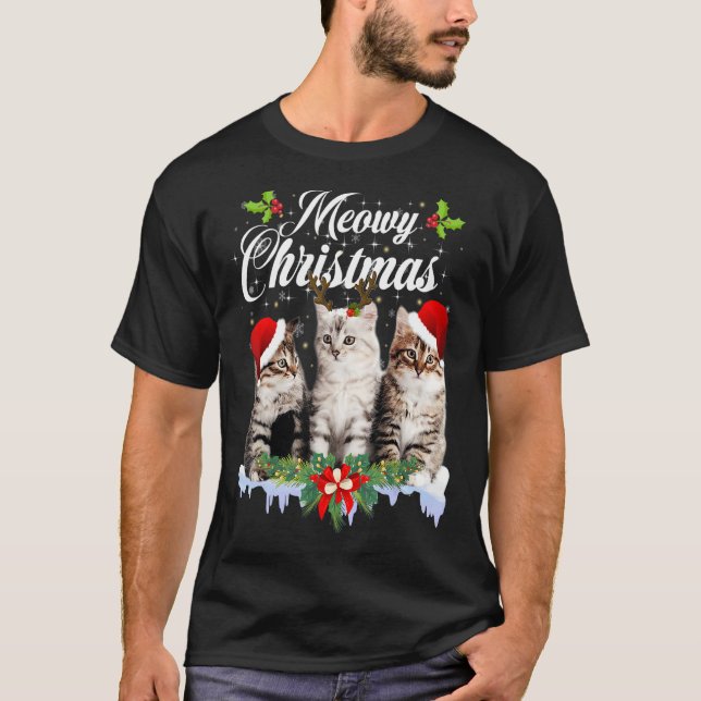 Cat Meowy Family Matching Christmas Pajamas Santa  T-Shirt (Front)