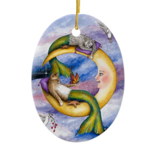 Cat Mermaid 29 Ceramic Ornament