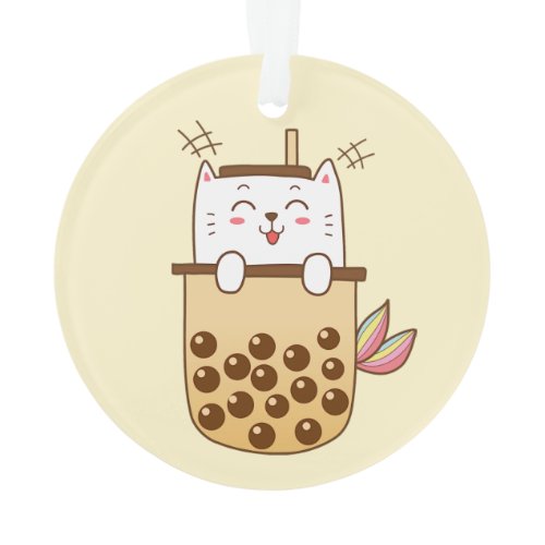 Cat Mermaid Boba Milk Tea Ornament