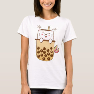 Cat Mermaid Boba Milk Tea T-Shirt