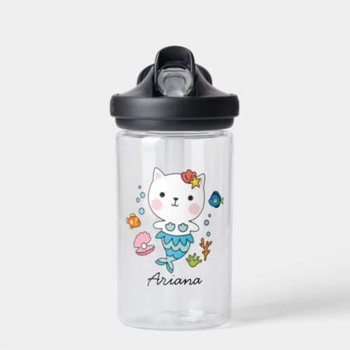 Cat Mermaid Custom Kid Leak_proof Water Bottle