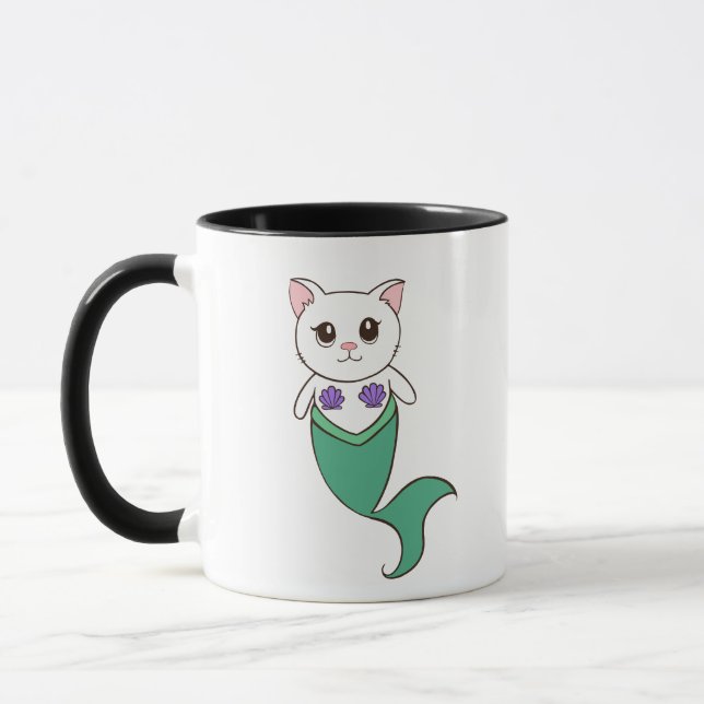 Cat Mermaid Purrmaid Kitty Meow Coffee Mug (Left)
