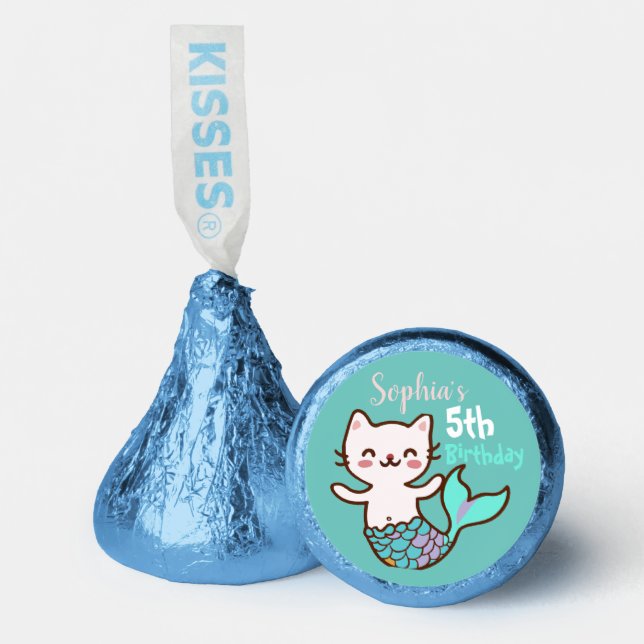 Cat Mermaid Purrmaid Meowmaid Girl Birthday Cute Hershey®'s Kisses® (Front)