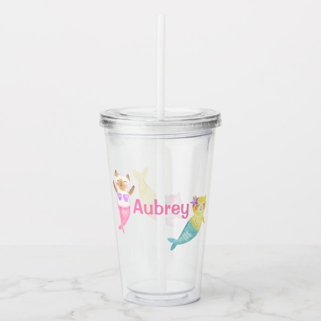 Cat Mermaid Tumbler Cup (Front)