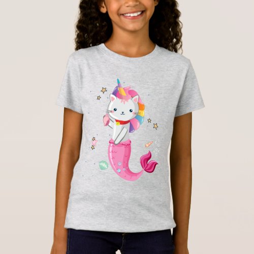 Cat Mermaid Unicorn T_Shirt Girl