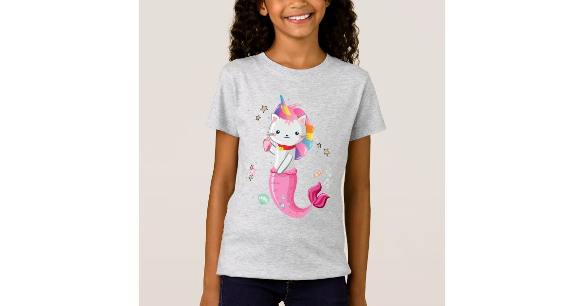 Cat Mermaid Unicorn T Shirt Girl Zazzle Com