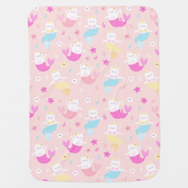 Cat Mermaids Baby Blanket (Front)