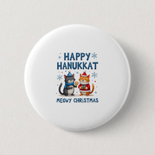 Cat Merry Christmas Happy Hanukkah Jewish Christia Button