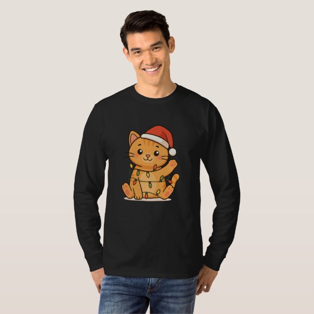 Cat Merry Christmas Winter Animals Cats Christmas T-Shirt (Front Full)