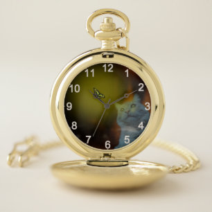 Cat Mesmerized By Butterfly, Pocket Watch