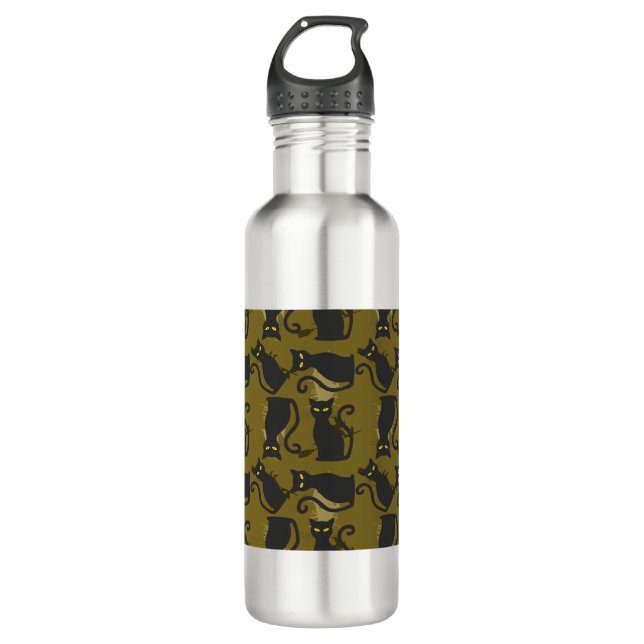 Cat Metallizer Factory Deco Template Tube Art Stainless Steel Water Bottle (Front)