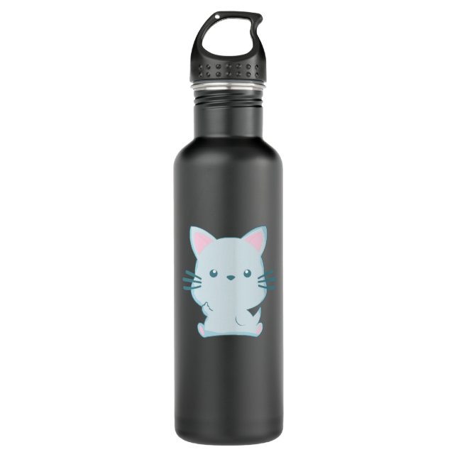Cat Middle Finger Stainless Steel Water Bottle (Front)