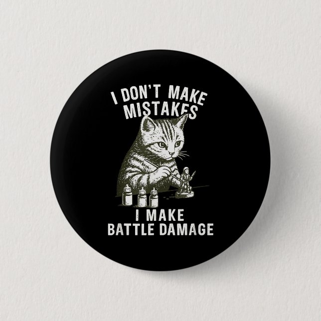 Cat Miniature Painter Battle Damage Funny Miniatur Button (Front)