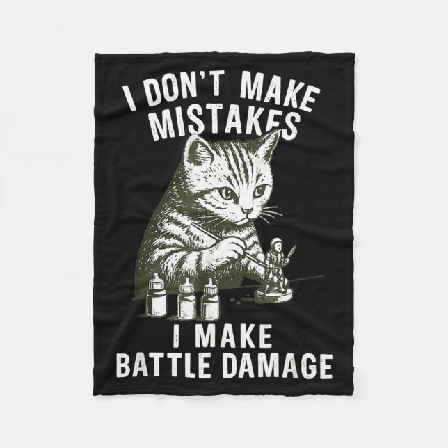 Cat Miniature Painter Battle Damage Funny Miniatur Fleece Blanket (Front)