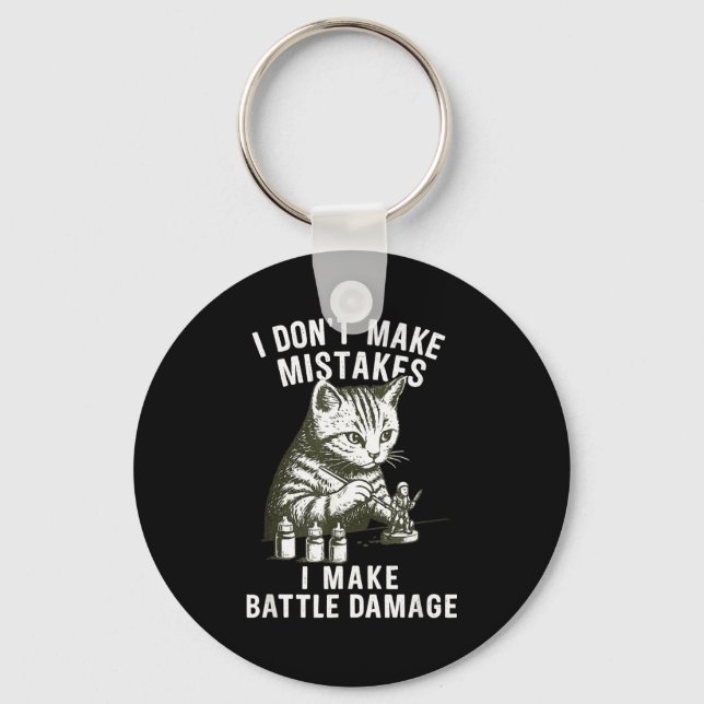 Cat Miniature Painter Battle Damage Funny Miniatur Keychain (Front)