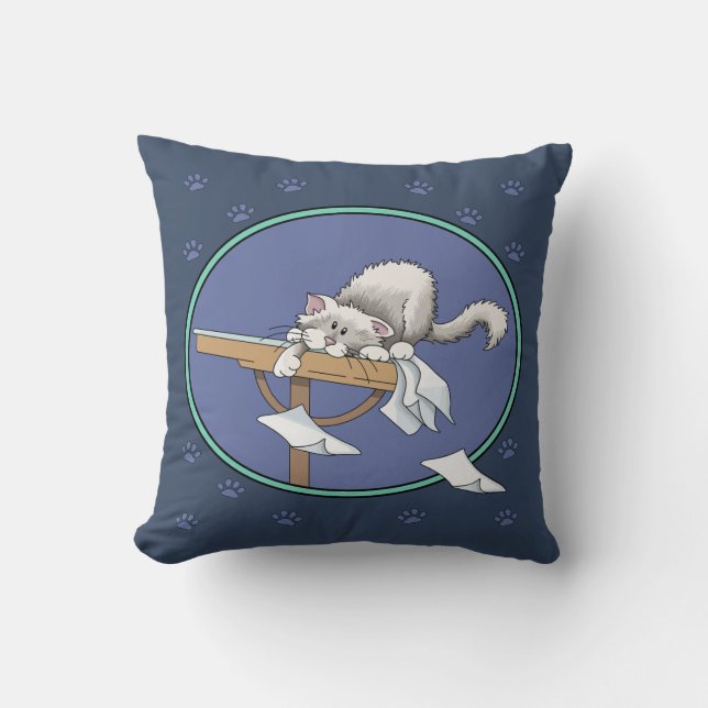 Cat mischief pattern throw pillow (Front)