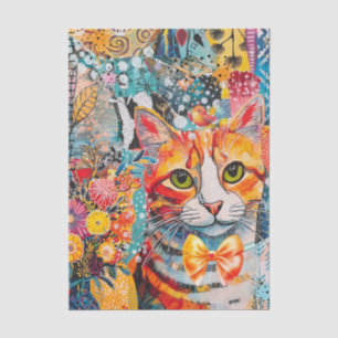 Cat Mixed Mixed Paper Collage