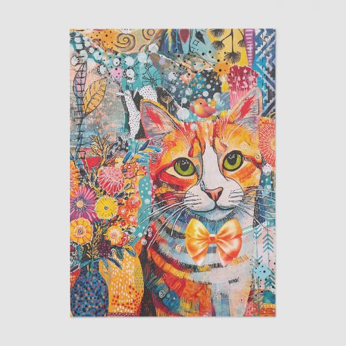 Cat Mixed Mixed Paper Collage Tissue Paper