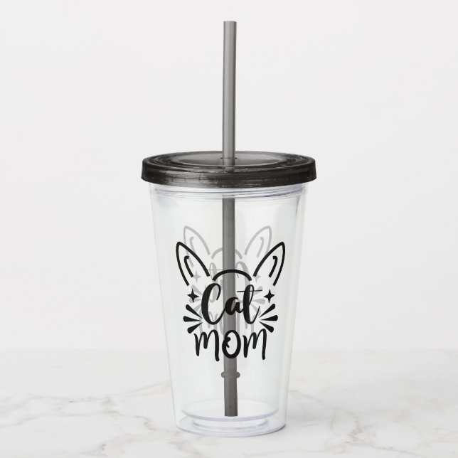 Cat Mom Acrylic Tumbler (Front)
