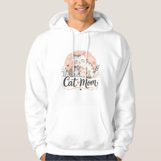 Cat Mom and Kittens Whimsical T-Shirt Hoodie