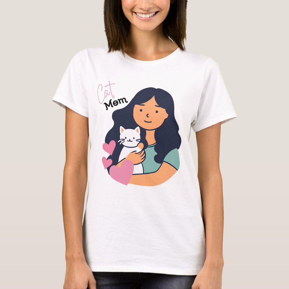 Discover Cat Mom and Kitty -  Front Print Personalized T-shirt